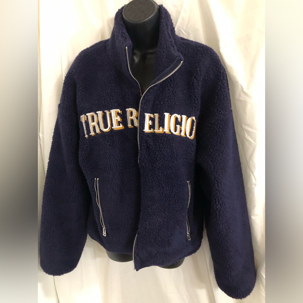True Religion eclipse sherpa true religion monogram embroidered jacket size L